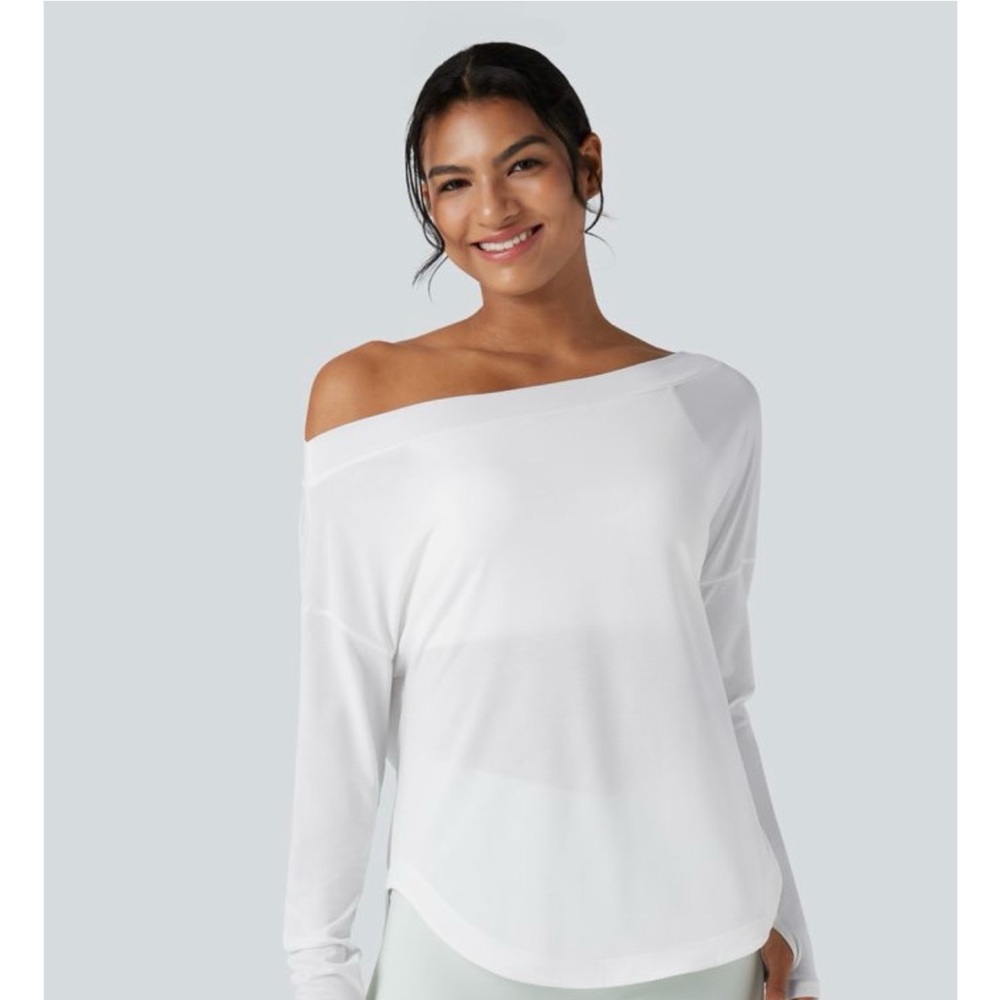 HALARA NWOT | Women's Off-Shoulder Long Sleeve Top - White